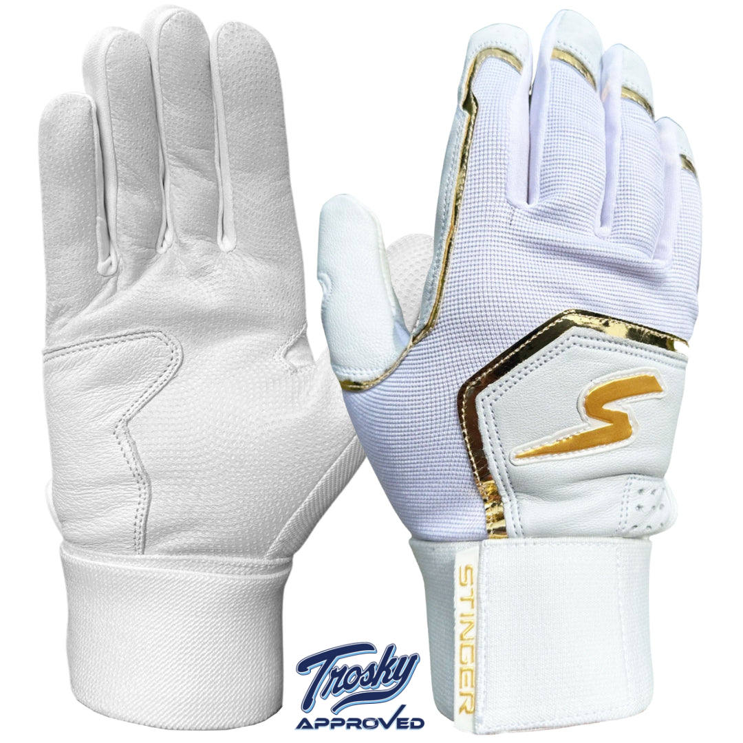 Winder Series Batting Gloves White Gold Chrome