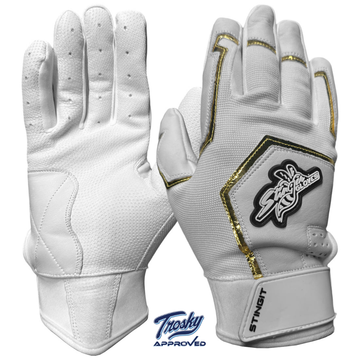 Sting Squad Batting Gloves - White & Gold Chrome