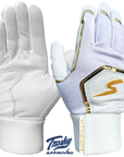 Winder Series Batting Gloves - White & Gold Chrome
